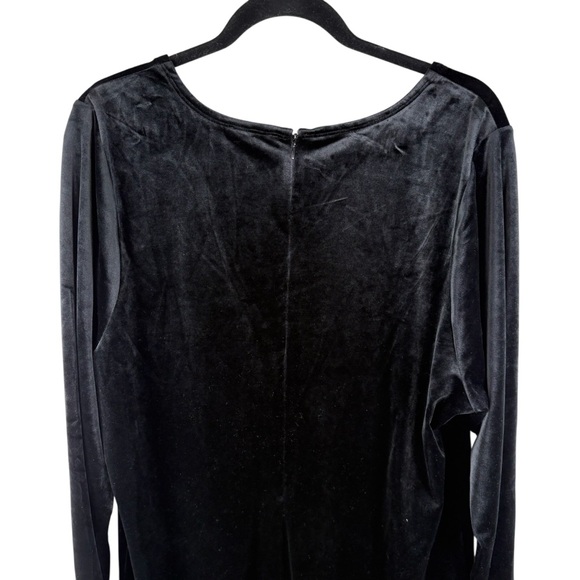 Good American Black V Neck Long Sleeve Velvet Velour Dress Womens 6 Back Slit - Picture 11 of 14